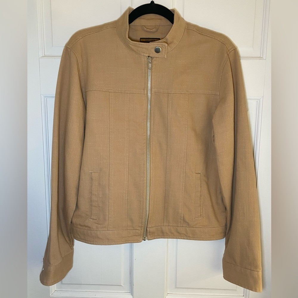 MASI jeans Vintage Tan Lightweight Zip-Up Jacket Size 10‎ G